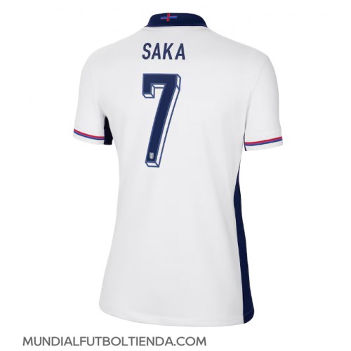 Camiseta Inglaterra Bukayo Saka #7 Primera Equipación Replica Eurocopa 2024 para mujer mangas cortas